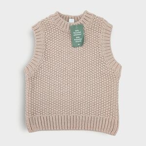 H&M Cream Sleeveless Knit Sweater Vest NWT Womens XS Sold Out Recycled Polyester